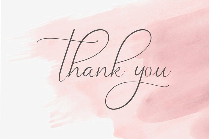 the words thank you written on a pink watercolor background