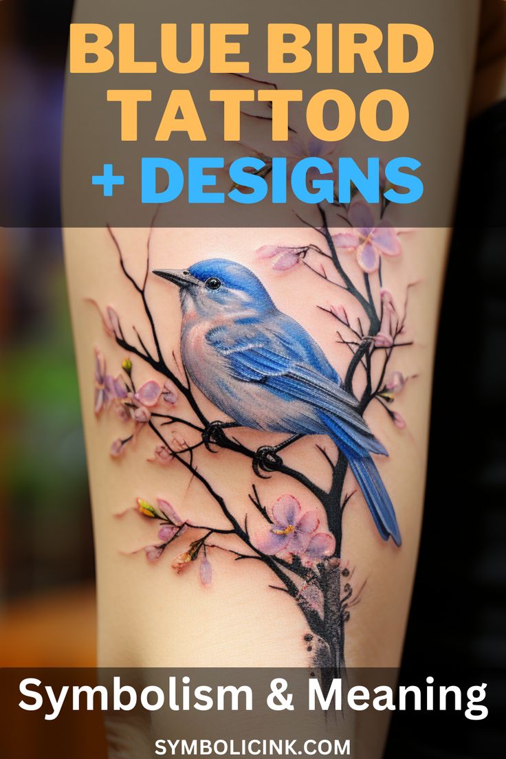 Blue Bird Tattoos Meaning Bird And Flower Tattoos For Women, Indigo Bunting Tattoo, Bird Cover Up Tattoos For Women, Blue Bird Tattoo Men, Meaningful Bird Tattoos, Bluebird Tattoos For Women, Birds And Butterflies Tattoo, Small Blue Bird Tattoo, Small Blue Jay Tattoo