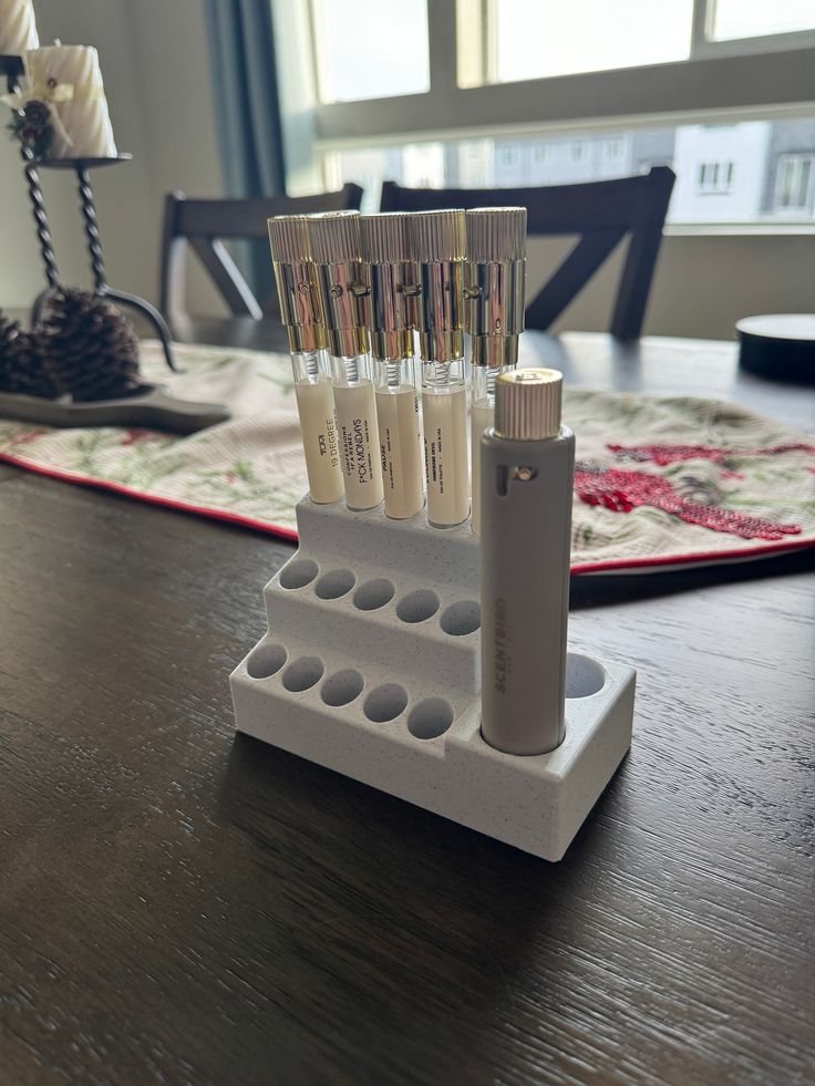 This fragrance holder for Scentbird offers a stylish way to show off and store your library of scents. pictured model is in the marble color *pictured scents not included* Scentbird Organization, Perfume Storage, Vanity Organization, Perfume Samples, Vanity Storage, The Marble, Marble Colors, Toiletry Storage, Storage Ideas