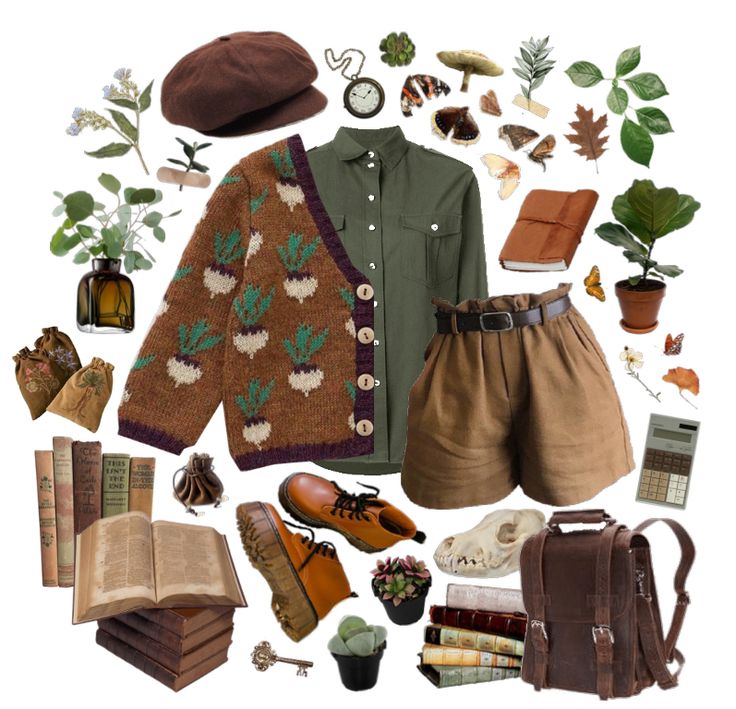 Plant Clothes Aesthetic, Cute Forest Outfits, Plant Aesthetic Clothes, Plant Outfit Aesthetic, Vintage Fashion Ideas, Plant Core Outfit, Plant Academia Outfits, Goblincore Lookbook, Plant Aesthetic Outfits