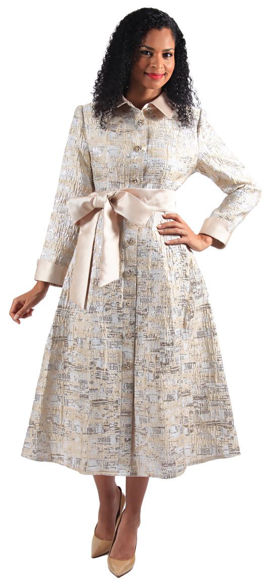 Luxe Collection Style: 8649 Dimensional basket weave button front dress with satin shirt collar and sash belt Color: Champagne 1 Piece Dress, Women Church Suits, African Outfits, Corporate Chic, Champagne Pink, Church Dress, Dress Colors, Design Dresses, Church Dresses