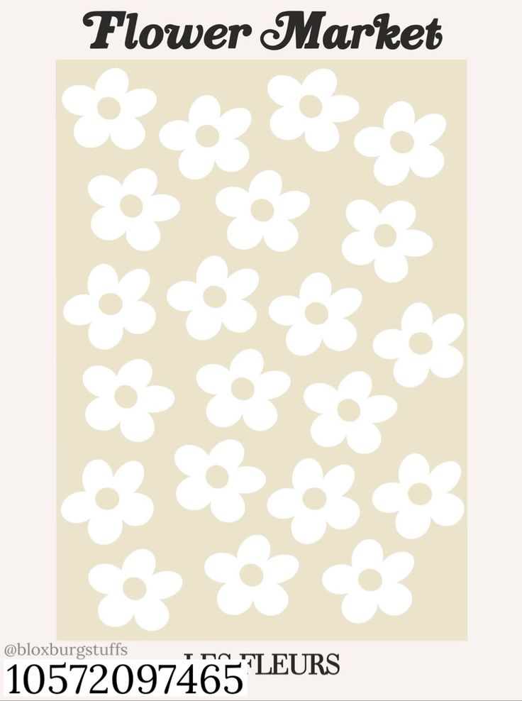 the flower market poster with white flowers on beige and black background, which reads les fleurs