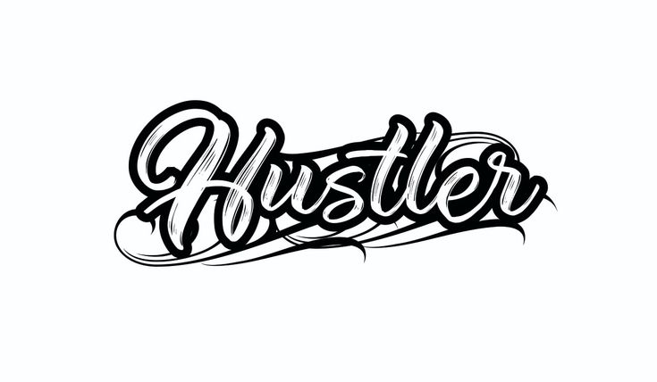 the word hustler written in black ink