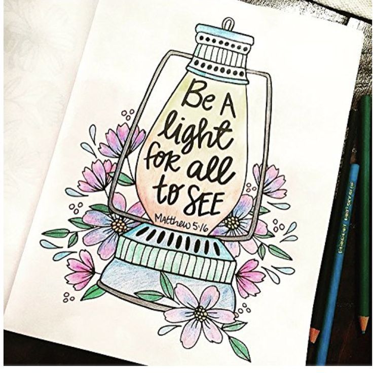 a coloring book with an image of a jar filled with flowers and the words be a light for all to see