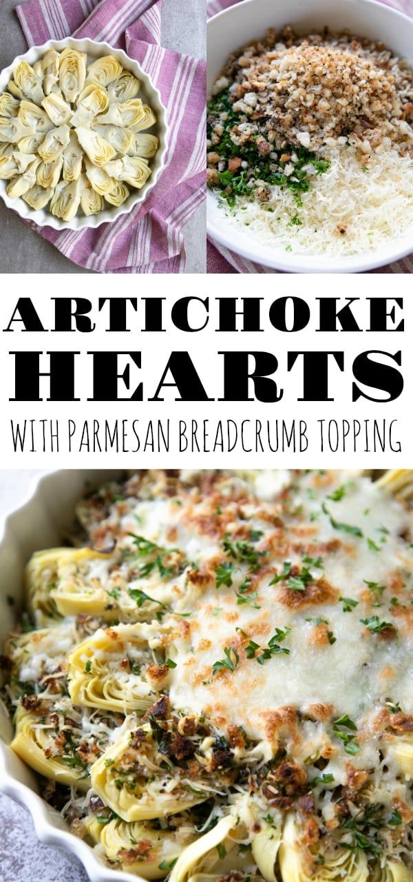 artichoke hearts with parmesan breadcrumb topping in a casserole dish