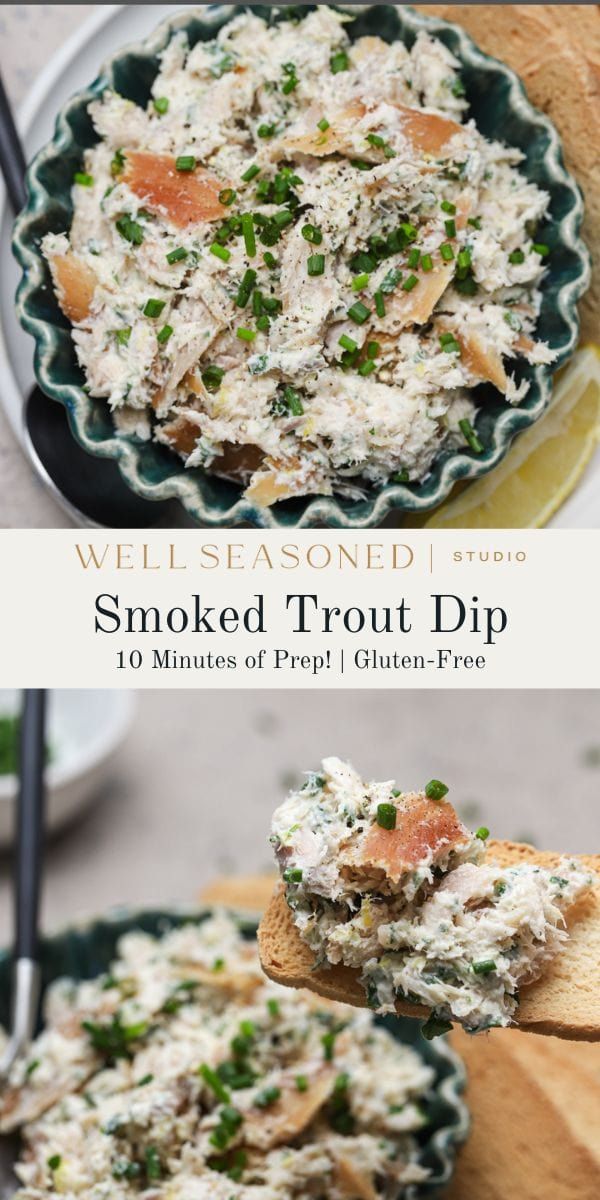 the cover of well seasoned smoked trout dip