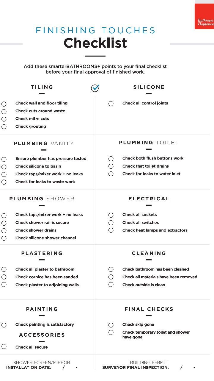 a checklist is shown with the words finishing touches and instructions for each item in this list