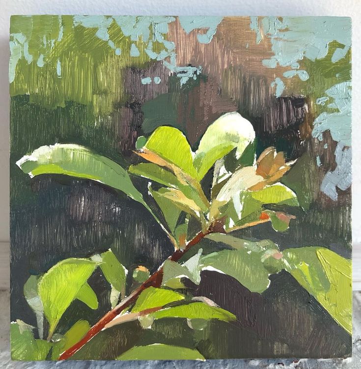 a painting of a green leafy plant