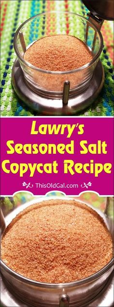 a cookbook with two bowls filled with food and the title lawny's seasoned salt copycat recipe