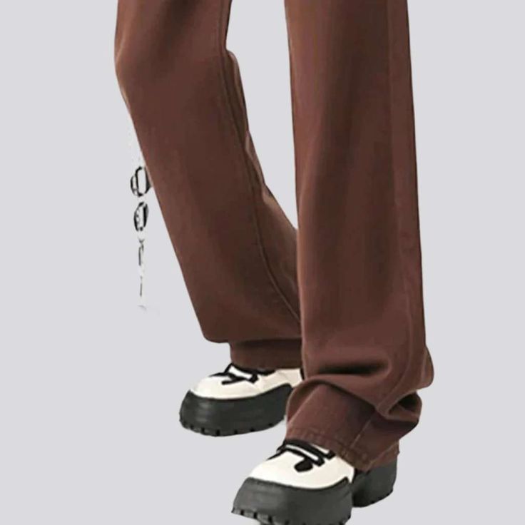 Inject a everlasting urban style into your wardrobe with our 2023 Spring-Summer Collection of brown baggy women's jeans. These high-waisted jeans feature a zipper and button closure for a secure fit and are designed to let you express your fashion sensibilities with confidence. Step out in style and relish in their unique blend of comfort and fashion!Distinctive Features: Street Style: Showcase your fashion credentials and add a timeless city mode style to everyday patterns. Brown Color: Look ef Trendy High Waist Brown Jeans, Trendy Brown High Waist Jeans, Brown Fall Bottoms For Streetwear, Trendy Brown High-waist Jeans, Brown Straight Leg Streetwear Bottoms, Brown Straight Leg Bottoms For Streetwear, Brown Wide Leg Pants For Streetwear, Wide Leg Brown Pants For Streetwear, Y2k Wide Leg Brown Pants