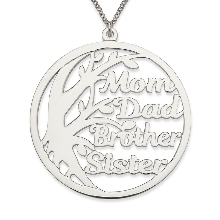 "Make a lasting statement with our luxurious Nameplate with your Family Tree! This exquisite piece of jewelry is crafted from high-quality silver. Perfect for special occasions, this unique and personalized gift is a must-have! This Silver Nameplate Necklace is a great present for everyone! It's a customized necklace. You can add up to 5 names of your relatives. The necklace is available in Sterling Silver with rolo chain (16\", 18\"). The approximate weight is 8gr. The nameplate necklace available in one size: 38mm diameter Order this perfect personalized necklace today!" Nameplate Necklace Gold, Nameplate Bracelet, Nameplate Necklace Silver, Family Birthstone Necklace, Rectangle Necklace, Family Tree Necklace, Nameplate Necklace, Family Necklace, Hand Stamped Necklace