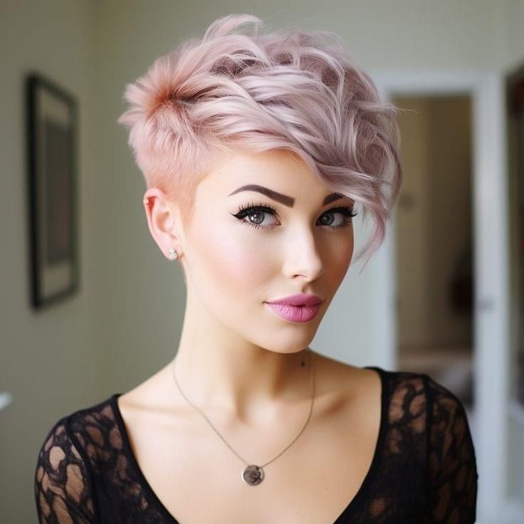 Colorful Pixie Haircut, 2024 Pixie Cut, Edgy Short Haircuts, Asymmetrical Pixie Cuts, Pixie Haircut Styles, Thick Hair Cuts, Edgy Short Hair, Very Short Hair, Haircut And Color