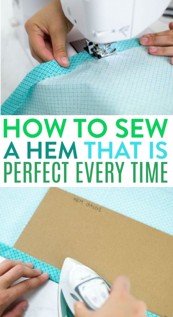 someone sews a piece of fabric with the words how to sew a hem that is perfect every time