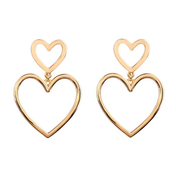 Luxury Gold Heart Earrings - Standart / Gold - earrings Gold Heart Earrings, Crafted Earrings, Gothic Harajuku, Gold Heart Earring, Anime Lingerie, Gothic Accessories, Kawaii Accessories, Charm Making, Kawaii Aesthetic