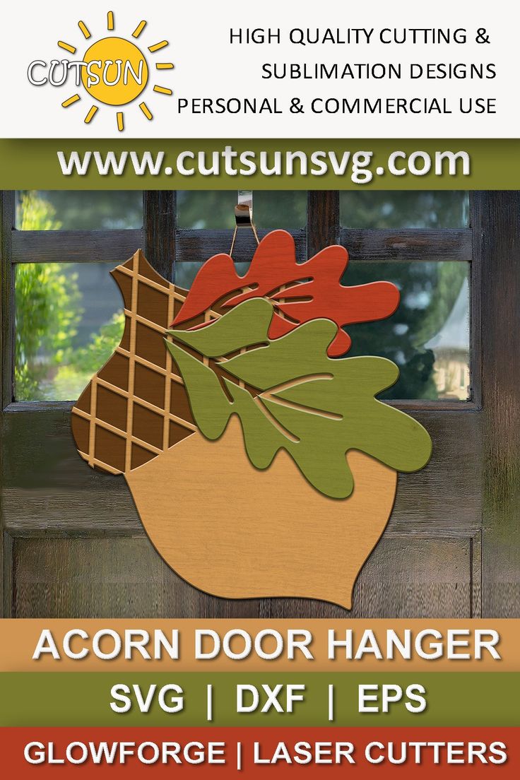 an advertisement for the acorn door hanger