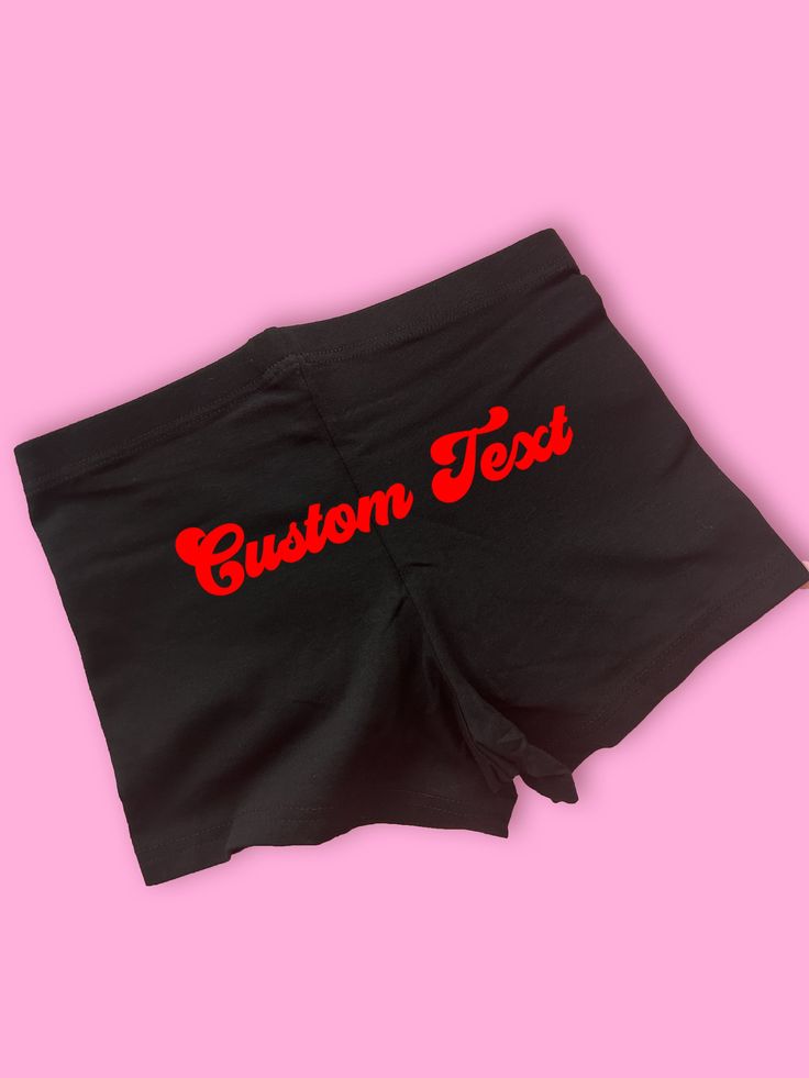 Custom Text GS Booty Shorts | Custom Text Shorts | Y2K Shorts | Cute Shorts | Funny Shorts | Y2K Bike Shorts | Lounge Shorts | Custom Shorts Comfy Shorts to Lounge in! Actual item may be lighter/darker than pictured. M A T E R I A L S - 95% Cotton / 5% Spandex - Thick and Heavy Stretch Fit - Black, Brown, and Taupe Available In Sizes S-3XL - All Colors are available in Sizes S-L S I Z I N G - Size chart is available on our listing photos. S H I P P I N G  &  P R O D U C T I O N  T I M E - Produc High Waist Shorts For Cheerleading In Summer, High Waist Cotton Stretch Biker Shorts, Black Cheerleading Bottoms Short Length, Fitted Cotton Athletic Shorts, Fitted Hip Hop Bottoms With Letter Print, Summer Fitted Boxer Briefs With Letter Print, Short Sports Bottoms With Letter Print, Fitted Letter Print Boxer Briefs For Summer, Stretch Short Boxer Briefs With Letter Print