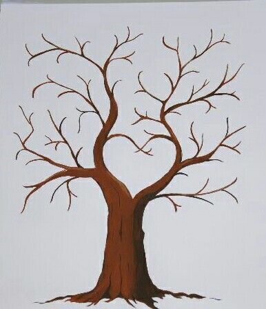 a drawing of a tree with no leaves on it, in front of a white background