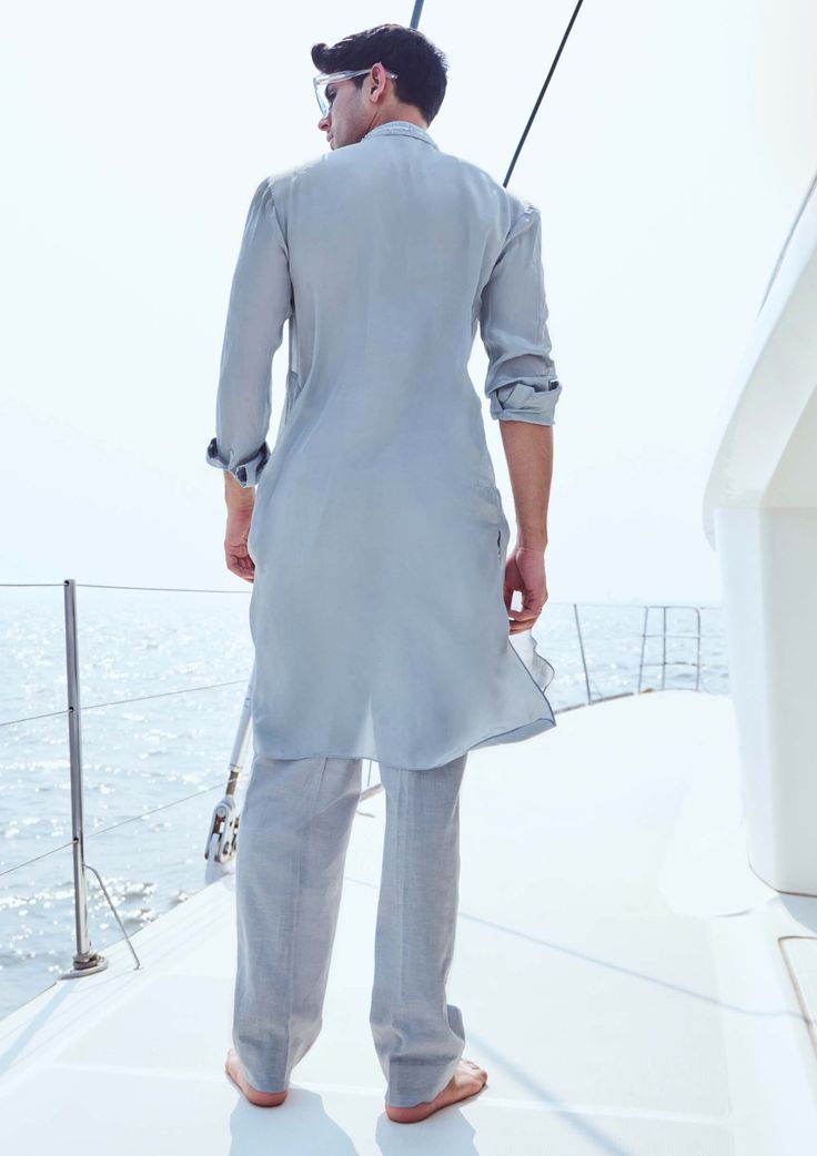 Experience refined elegance with the grey embroidered yoke crepe kurta, featuring intricate embroidery on the yoke for a touch of sophistication. Paired with matching linen pants, this set combines the fluid drape of crepe with the breathability of linen, offering a stylish and comfortable option for both casual and formal occasions. Kurta And Pants, Embroidered Beads, Fashion App, Pant Set, Ethical Fashion, Linen Pants, Aza Fashion, Formal Occasion, Modern Woman