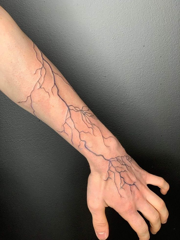 a person's arm with a lightning tattoo on it