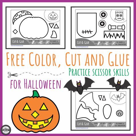 the free halloween cut and glue worksheet for kids to make their own pumpkins