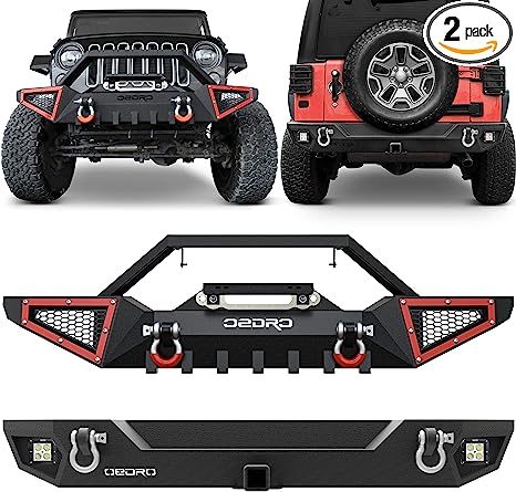 the front and rear bumpers of a jeep wrangle with an emblem on it