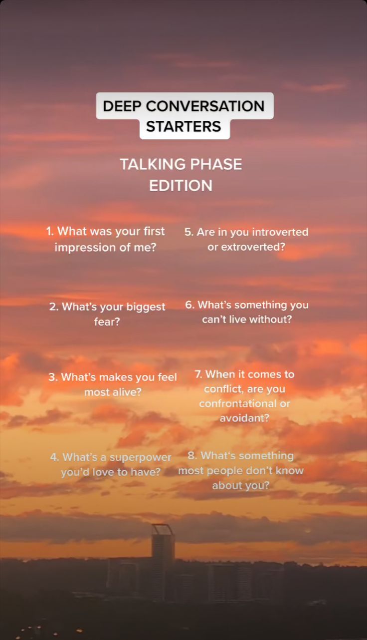 the cover of deep conversation starter's talking phase, with an orange sky in the background