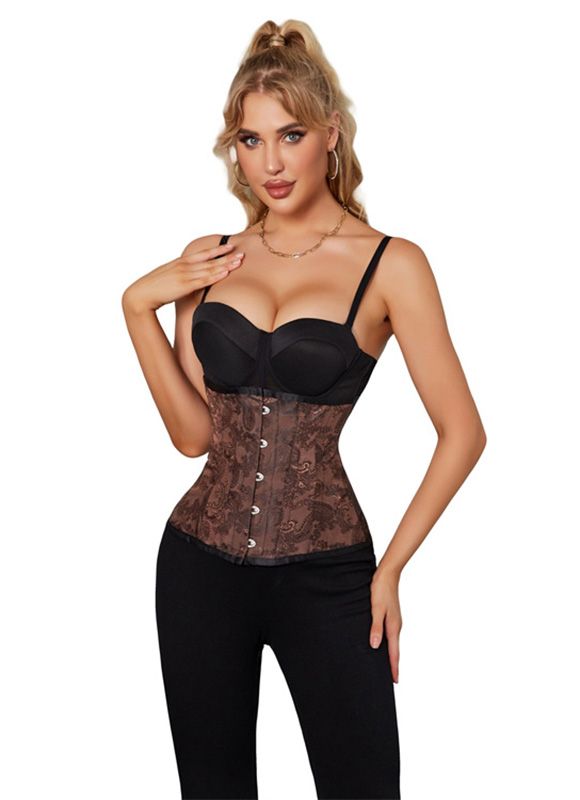 Women Brown Printed Underbust Corset     Type: Corset   Style: Vintage   Design:Cord Lacing,Hip Gores   Fabric:Polyester   Color: As Picture   Weight: 0.3kg   Occasion:These fashion corsets are perfect for parties,cosplay,club, Halloweena night out, or just a bedroom lingerie. It will make you look and feel amazing.The corset is designed to create a wonderful hourglass figure for an alternative outfit a night out,is made of two Layers of fabric,plastic bones to support.      The corset is design Underbust Corset For Halloween Club Events, Fitted Corset For Club And Halloween, Fitted Corset For Halloween Club Party, Fitted Halloween Corset For Club, Halloween Overbust Corset For Club, Fitted Overbust Corset For Club, Fitted Underbust Corset Belt For Club, Party Underbust Corset Belt With Medium Bust Support, Underbust Club Corset With Corset Back