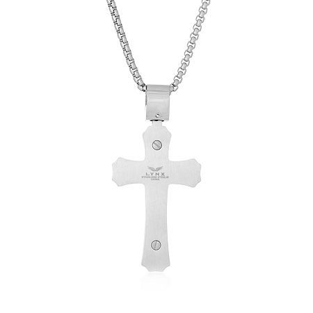 Three layers of stainless steel make this men's cross pendant necklace truly stunning.Pendant Size: 30x62mmFeatures: Religious Jewelry, Quick ShipJewelry Closure: Lobster ClaspShape: CrossMetal Color: WhiteChain Length: 22 InchChain Construction: BoxCare: Wipe CleanMetal: Stainless SteelNecklace Type: Pendant NecklacesCountry of Origin: Imported Father's Day Stainless Steel Cross Necklace, Engraved Stainless Steel Cross Necklace, White Gold Stainless Steel Crucifix Necklaces, Father's Day Stainless Steel Cross Pendant Necklace, White Gold Stainless Steel Crucifix Necklace, Engraved Silver Stainless Steel Cross Necklace, Engraved Stainless Steel Cross Necklaces, Silver Cross Pendant Necklace For Father's Day, Engraved Stainless Steel Cross Pendant Necklace