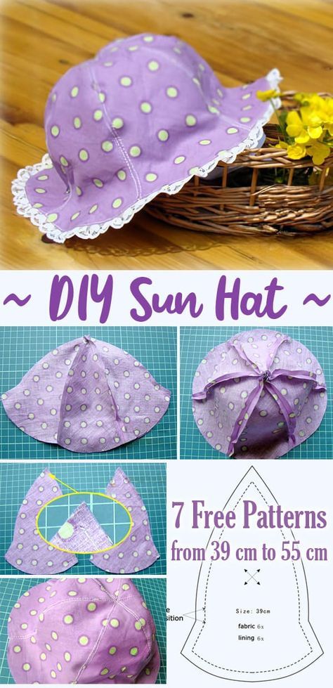 the instructions for how to make a sun hat with flowers in it and other sewing projects