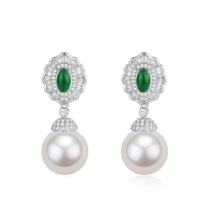 11-12mm Pearl CZ Green Gems RingElevate your style with our 11-12mm Pearl CZ Green Gems Earrings, a dazzling blend of elegance and sophistication. The lustrous pearl, complemented by vibrant green CZ gems, creates a stunning focal point. Crafted with precision, this exquisite ring promises to be a radiant addition to your jewelry collection, perfect for any occasion. Material: Freshwater Pearl with 925 sterling silver, cubic zirconia Product Information Pearl Type Freshwater Pearl Origin China S Elegant White Gold Pearl Earrings With Gemstone, Elegant Pearl Gemstone Earrings For Formal Occasions, Elegant Pear Shaped Pearl Earrings With Gemstone, White Elegant Pearl Earrings, Elegant White Gemstone Pearl Earrings, Green Round Pearl Drop Earrings, Classic Green Pearl Drop Earrings, Luxury Silver Gemstone Pearl Earrings, Luxury Green Pearl Earrings Elegant