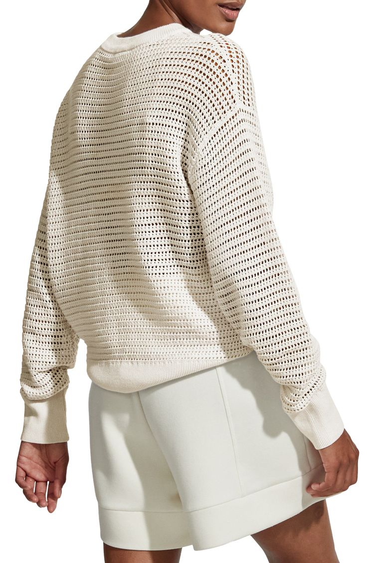 Knit from soft yarns, a lightweight, refined crewneck sweater is a luxe layering option when the temperature starts to drop. 23 1/2" length (size Medium) Crewneck Long sleeves Ribbed cuffs and hem 100% cotton Hand wash, dry flat Imported Soft Yarn, Elegant Fashion, Crew Neck Sweater, Nordstrom, Crew Neck, Yarn, Long Sleeve, Knitting, Crochet