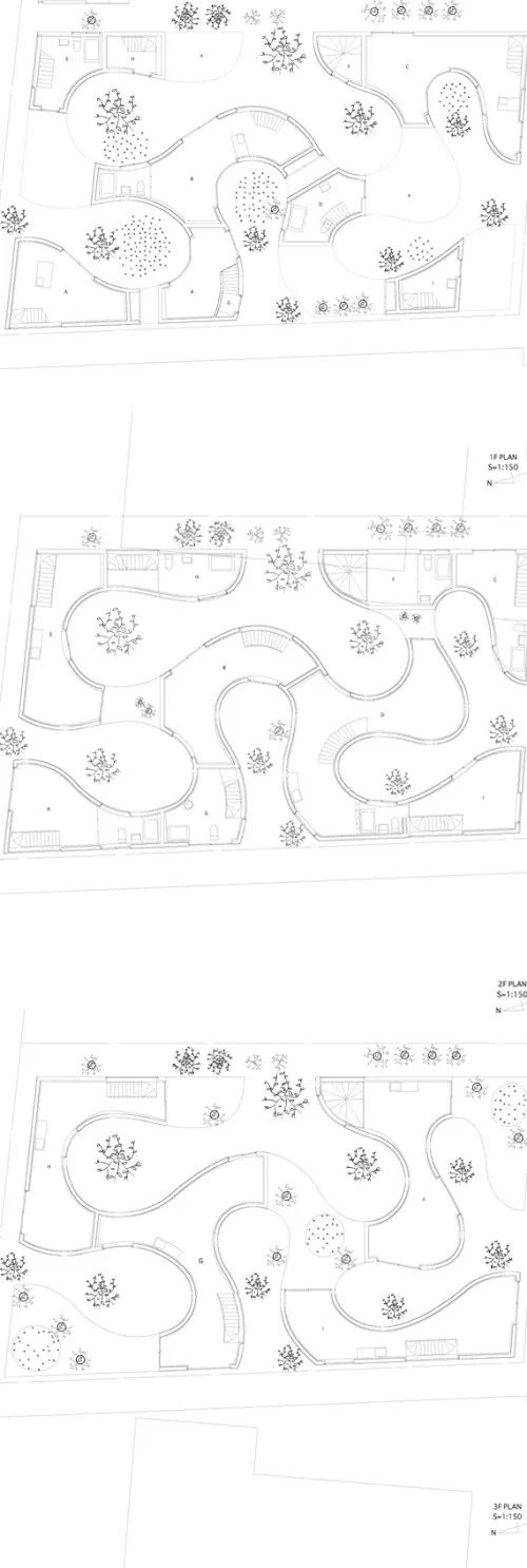 two plans for a garden with trees and plants