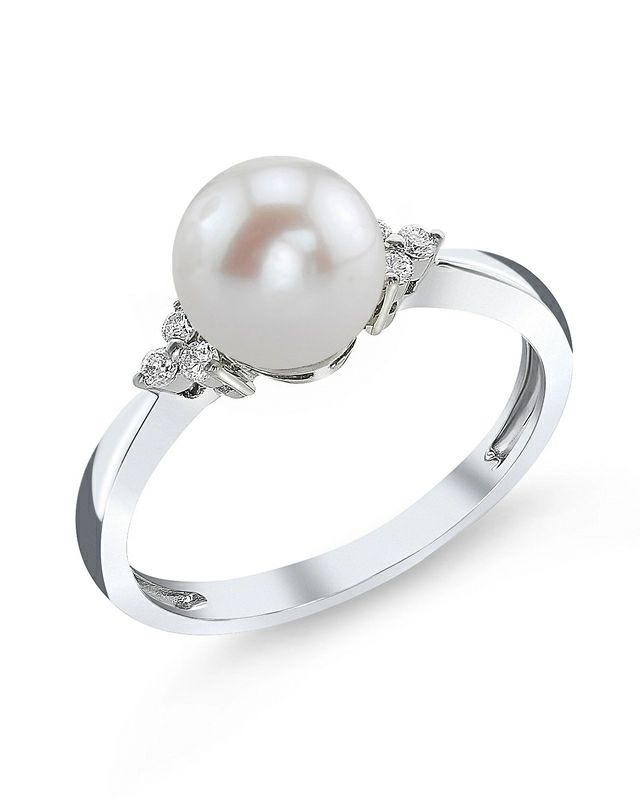 Freshwater Pearl & Diamond Grace Ring Pearl White Pearl Ring With Diamond Accents, Pearl White Diamond Pearl Ring With Accents, Pearl White Diamond Pearl Ring With Diamond Accents, Pearl Ring With Diamond Accents, Akoya Pearl Ring With Diamond Accents For Anniversary, Anniversary Akoya Pearl Ring With Diamond Accents, White Pearl Rings With Diamond Accents, Akoya Pearl Diamond Ring With Accents, Akoya Pearl Ring With Diamond Accents