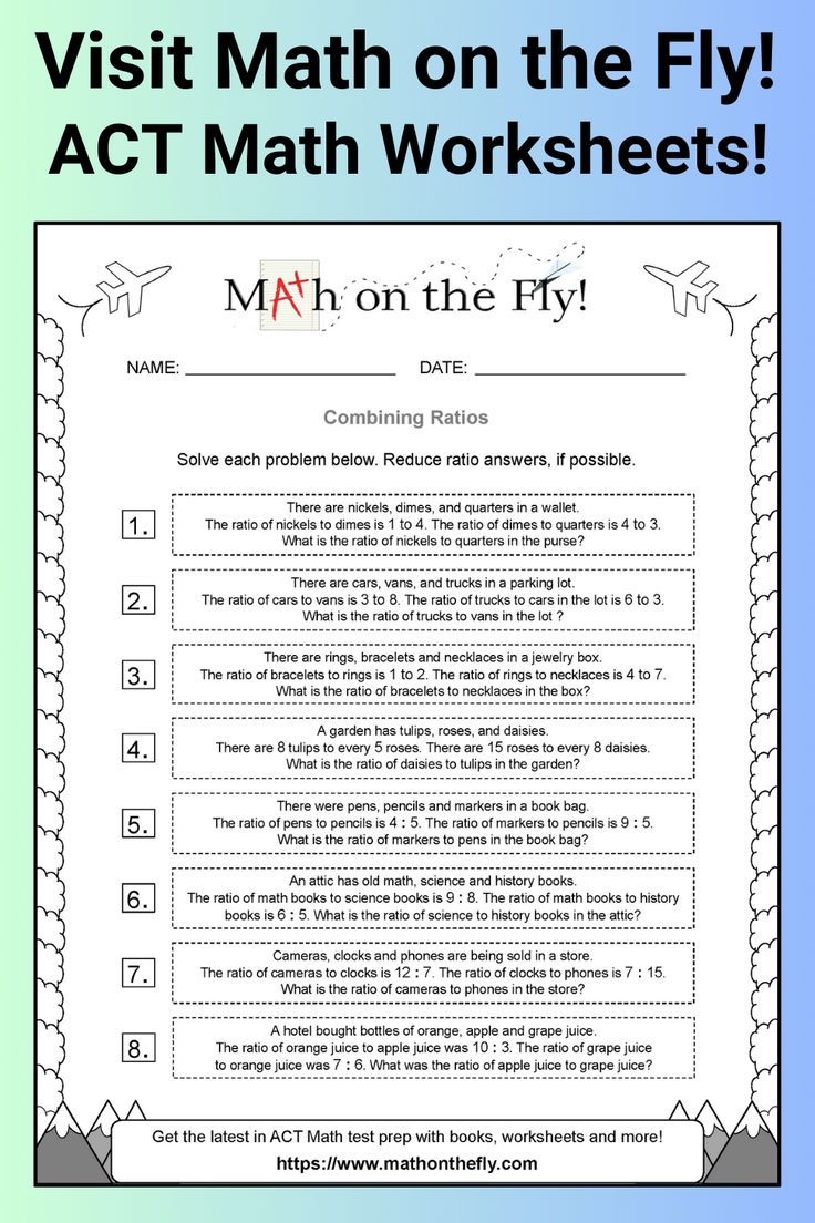 The pin shows an A C T math worksheet that covers the topic of combining ratios, and prealgebra. Get ready for ACT math with over 100 free math worksheets with solutions! Get ACT math worksheets, books, videos, test dates and more at Math on the Fly! Time Word Problems, Act Math, Not Understanding, Math Book, Pre Algebra, Word Problem Worksheets, Math Formulas, Math Time, Math Books