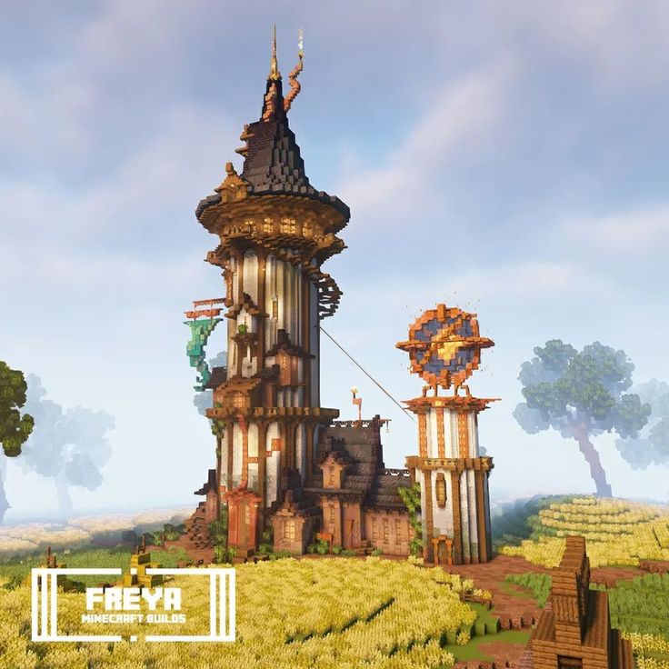 Freya Minecraft Builds, Minecraft Island Builds, Fantasy Wizard Tower, Minecraft Wizard Tower, Minecraft Landscape, Minecraft Tower, Wizard Tower, Minecraft Steampunk, Cottagecore Minecraft