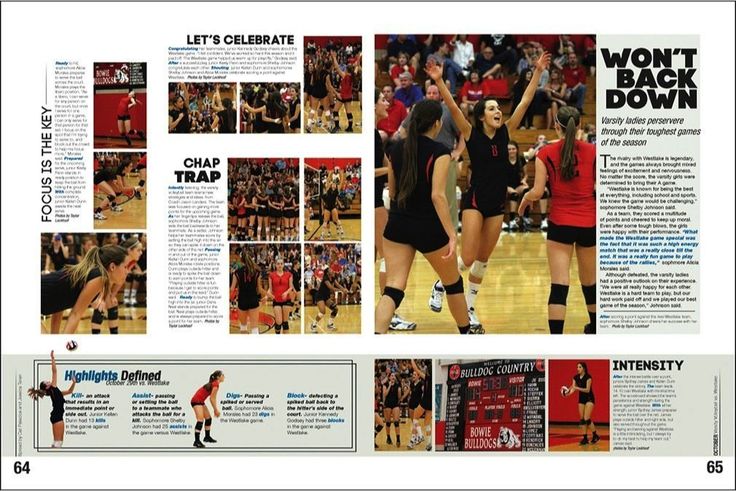 an article in the sports illustrated magazine shows girls playing volleyball and cheerleaders watching