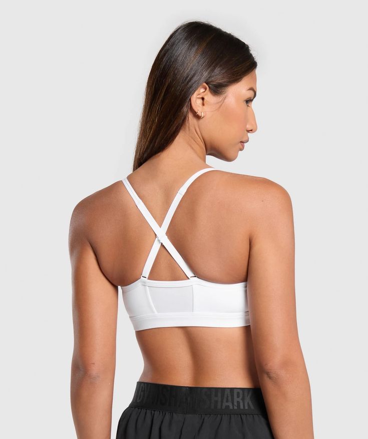 Gymshark Ruched Sports Bra - White | Gymshark Athletic Fit Sports Bra With Built-in Bra For Training, Sports Bra With Built-in Padding For Light Exercise, Sports Bra With Strappy Back And Built-in Bra, Functional Workout Bra With Built-in Support, Functional Gym Bra With Built-in Padding, Supportive Sports Bra With Built-in Bra For Light Sports, Supportive Sports Bra With Built-in Padding For Light Sports, Sporty Sports Bra With Strappy Back And Built-in Padding, White Sports Bra With Built-in Padding For Workout