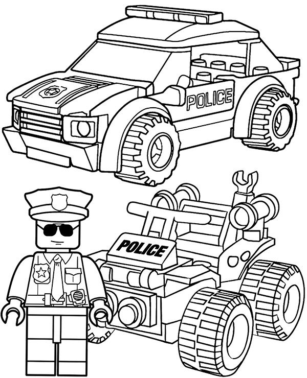 lego police car coloring pages for kids to print out and color on the back side