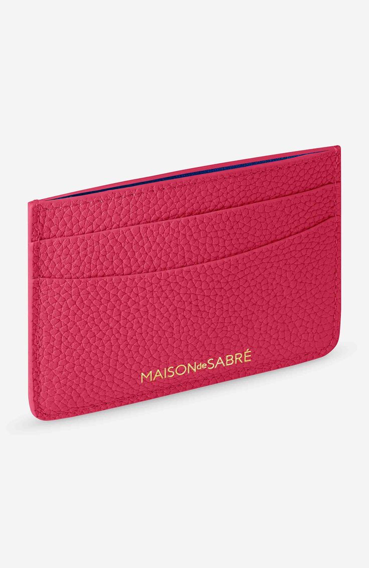 With an ultra-slim form, The Card Holder slips into any-sized pocket or bag. With four card slots and a contrast leather slip pocket for your essentials, its durable all-leather construction and split-resistant edging is expertly hand-finished. Constructed entirely with premium, top-grain leather Four card slots with middle slip pocket Ultra slim silhouette Modern Pink Wallets With Rfid Blocking, Pink Card Holder For Everyday Use, Pink Rfid Blocking Card Holder For Everyday Use, Pink Rfid Blocking Everyday Card Holder, Pink Bifold Card Holder With Rfid Blocking, Pink Bifold Card Holder, Pink Wallets With Rfid Blocking For Daily Use, Modern Pink Card Holder, Elegant Pink Card Holder