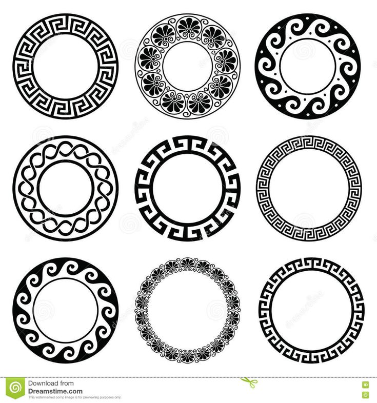 six circular frames with different designs on white background stock photo - 549782