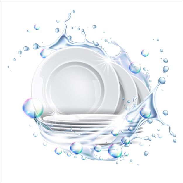 a white plate with water splashing around it