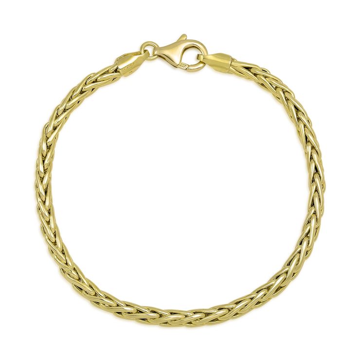 Classic 10K Yellow Gold Wheat Link Bracelet. Made in Italy. Everyday Clothing, Italy Style, Link Chain Bracelet, Link Necklace, 10k Gold, Art Techniques, Link Chain, Link Bracelets, Bracelet Making