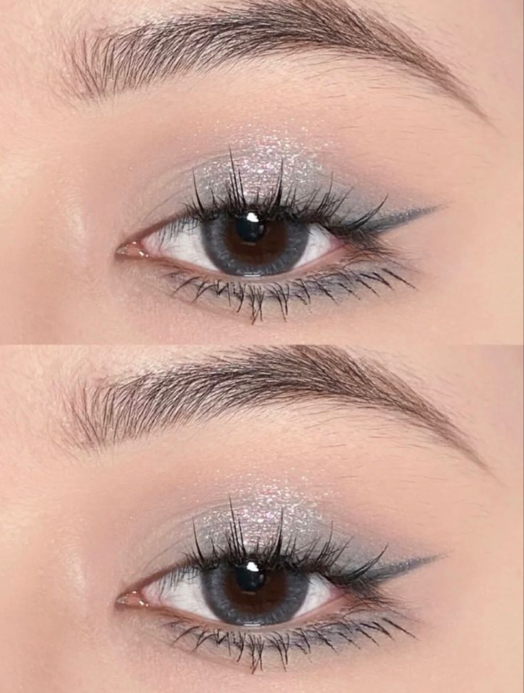 Blue Graduation Makeup, Graduation Makeup Ideas High Schools, High School Graduation Makeup, Graduation Makeup Ideas Natural, Bp Concert, Silver Eye Makeup, Grey Makeup, Grey Eyeshadow, Korean Makeup Look