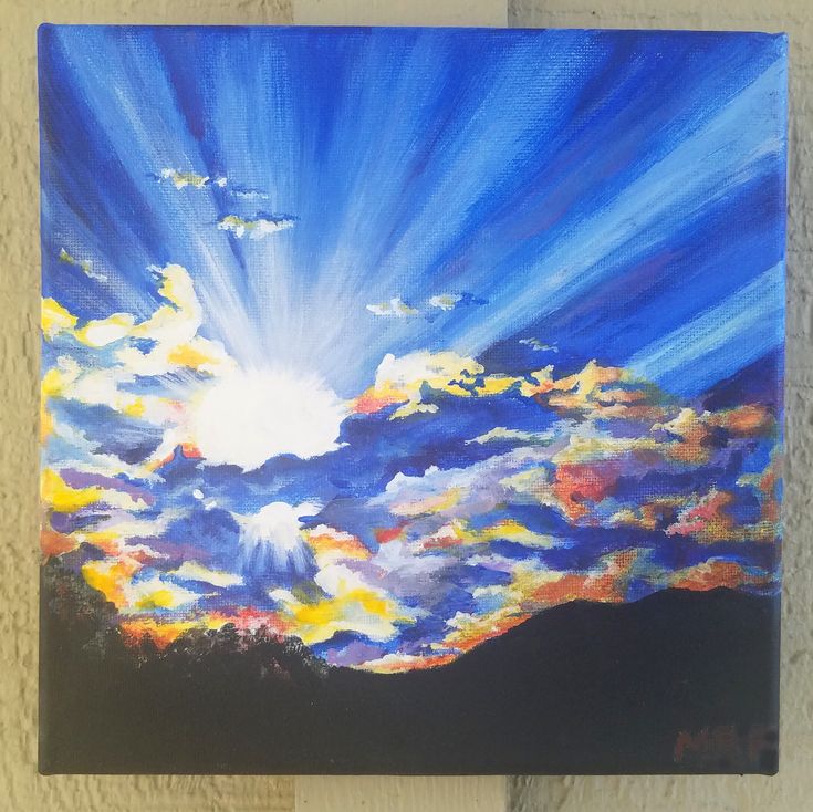 a painting of the sky and clouds painted with acrylic paint