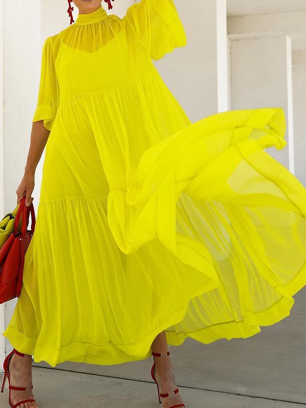 SkuCY-!145857Material90% Polyester , Chiffon StyleLoose , Plus Size , Short Sleeves FeatureMesh , Pleated , Split-joint , Solid Color NecklineMock Neck OccasionStylish Selection , Leisure Fashion SeasonsSpring , Summer TypeMaxi Dresses , Two Pieces Set ColorBLUE,GREEN,YELLOW,FUCHSIASizeS,M,L,XL,2XL,3XL Please consult the size chart we provide for this item's measurements to help you decide which size to buy.Please note: There may be 1-3cm differ due to manual measurement.CMINCHInner DressBustWai Stylish Gowns, Mandarin Collar Dress, Outer Dress, Dress Sleeve Length, Lace Party Dresses, Chiffon Fashion, Short Sleeve Maxi Dresses, Mother Of Groom, Peregrine