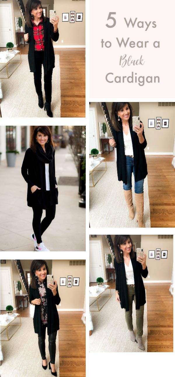 5 Ways to Wear a Black Cardigan Black Cardigan Outfit Ideas, Black Cardigan Outfit Work, Long Black Cardigan Outfit, Black Cardigan Outfits, Black Pants Work Outfit, Cardigan Work Outfit, Cardigan Outfit Work, Black Pants Work, Black Cardigan Outfit