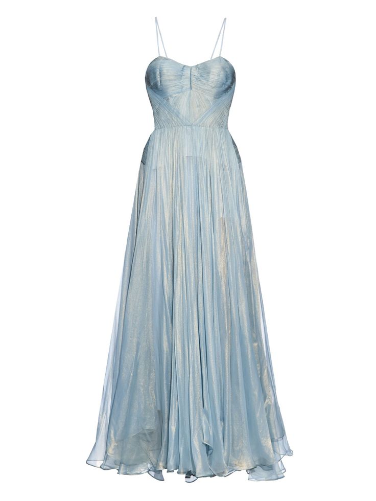 Cara pleated silk-chiffon dress | Maria Lucia Hohan | MATCHESFASHION.COM UK Light Blue Ball Gown, Corset Evening Gown, Combine Outfits, Light Blue Corset, Light Blue Cocktail Dress, Light Blue Gown, Dresses Light Blue, Blue Ball Gown, Silk Evening Gown