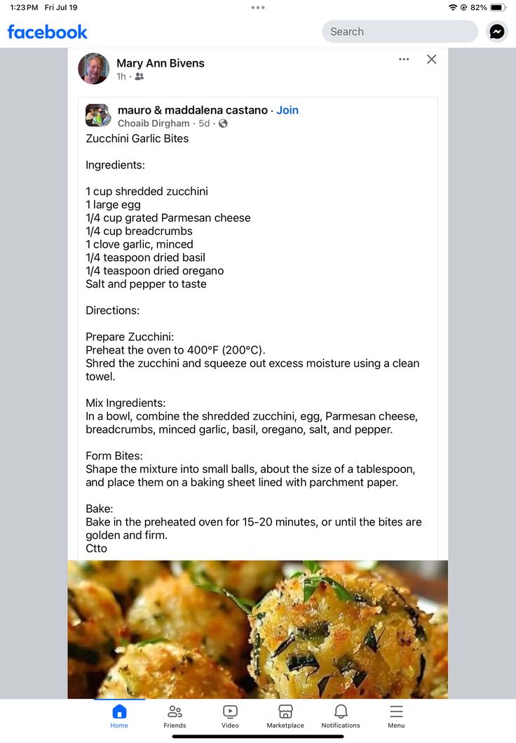 the facebook post has been altered to include an image of food