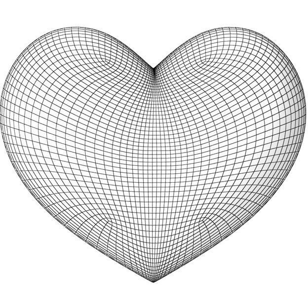 a heart shaped object is shown in the shape of a wire mesh, on a white background