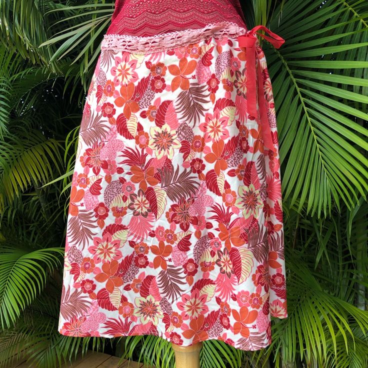 Only Hearts Boho Cotton Draw Strong Waist Skirt. Just In Time For Spring. Enjoy This Delicate Floral Print With A Ribbon Tie Waist Size Large Red Long Wrap Skirt For The Beach, Red Lined Beach Skirt, Red Lined Skirt For Beach, Red Lined Skirt For The Beach, Red Casual Wrap Skirt For Summer, Casual Red Wrap Skirt For Summer, Red Lined Skirt Bottoms For Summer, Red Lined Skirt For Summer, Red Skirted Beach Bottoms